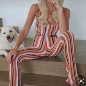 Zara Striped 70’s Cutout Jumpsuit